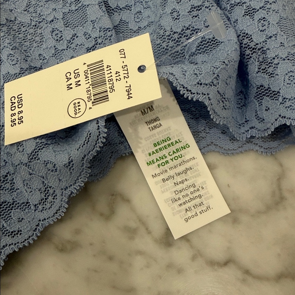 3 aerie Powder Blue Lace thongs - Picture 6 of 6